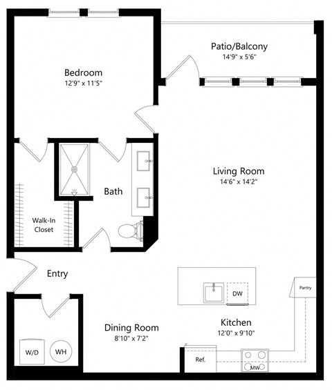 One Bedroom Floor Plan | 953 Sq. Ft. at The Morgan Luxury Apartments in Orlando FL